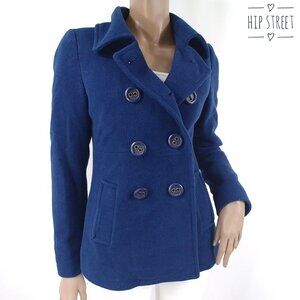 AEROPOSTALE Blue Wool Blend Pea Coat S